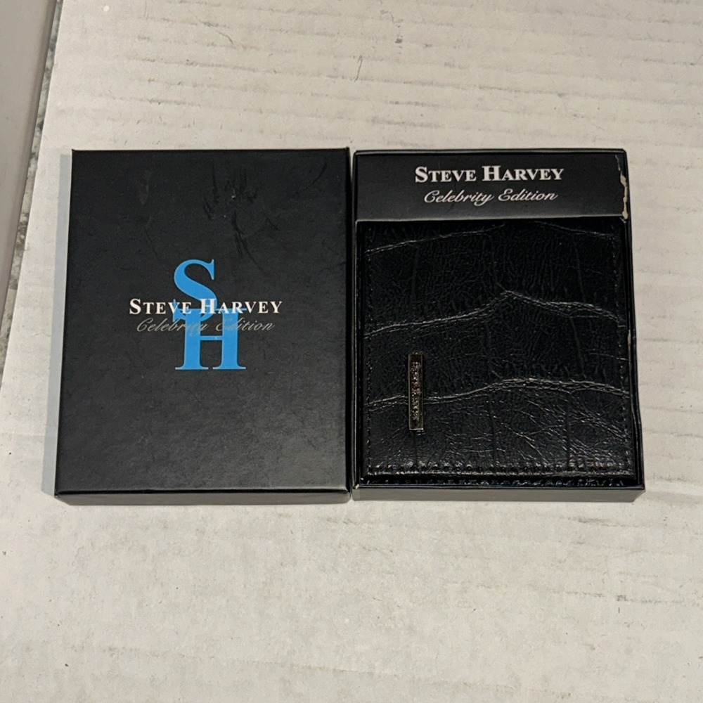 Steve Harvey Celebrity Edition Black Leather Wallet NEW In Original Box C1